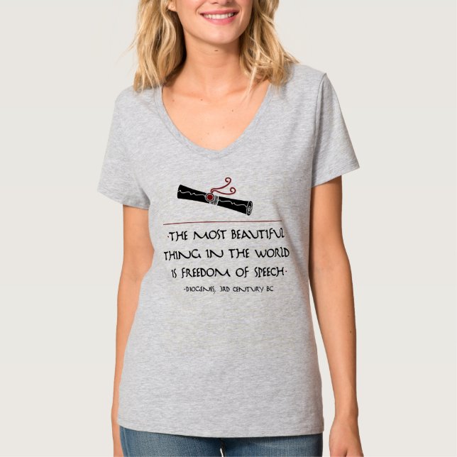 Filosofcitationstecken: Diogenes på åsiktsfrihet T Shirt (Framsida)