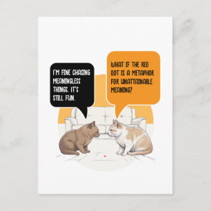 Filosoferande Katt Röd prick Humor Vykort