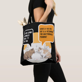 Filosofisk katt röd prick Existentiell humor konst Tygkasse
