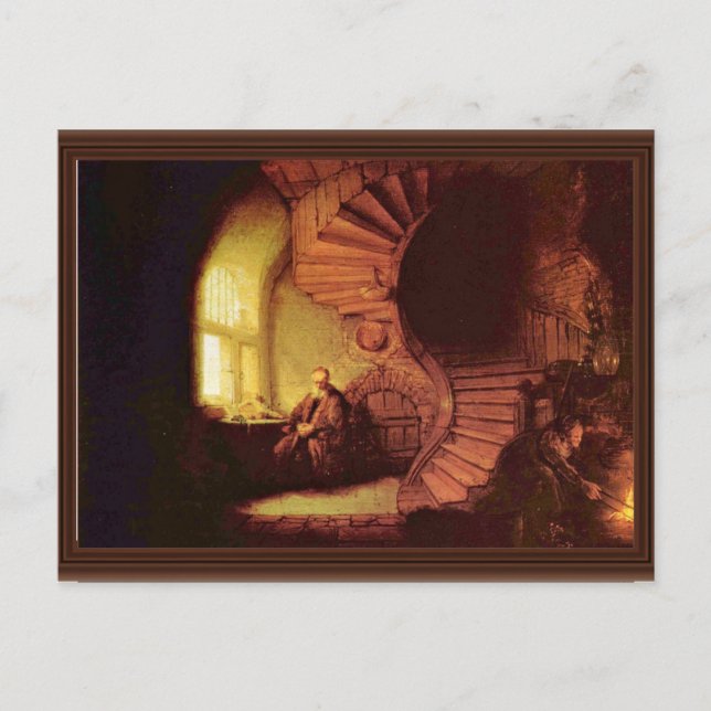 Filosopher i Meditation. från Rembrandt Van Rijn Vykort (Framsida)