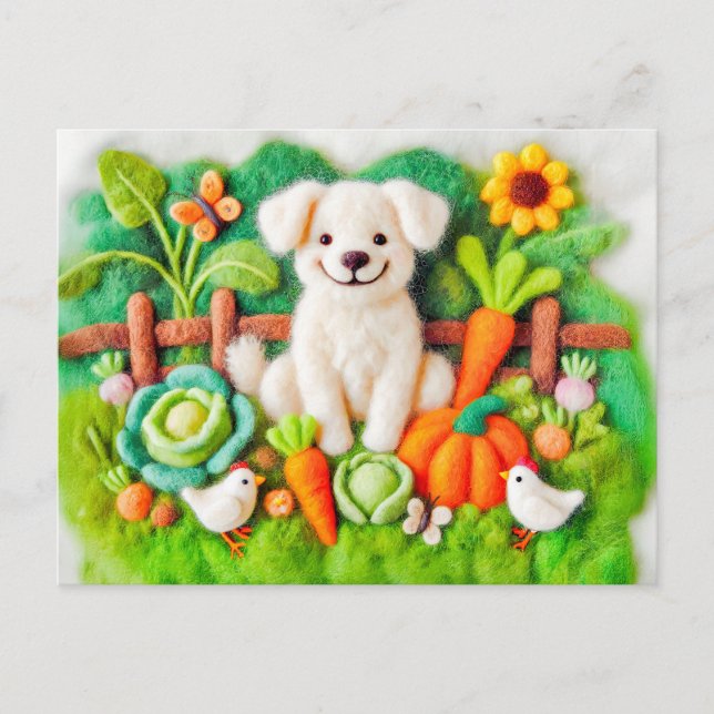 Filt Art Hundar Relaxing i en färgfull Garden Vykort (Framsida)