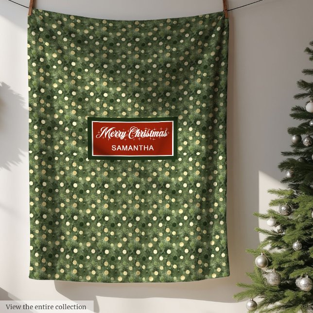 Filt av monogram vattenfärgspastel grönt Julafton (Monogram watercolor pastel green Xmas blanket)