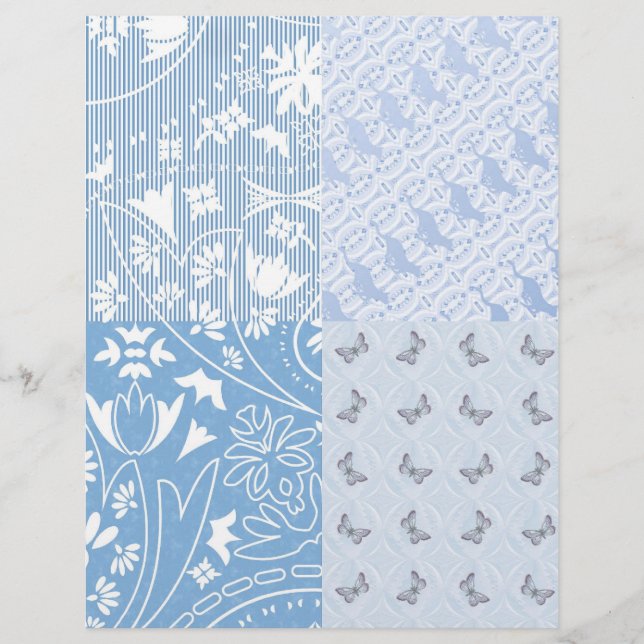 Filt Avslutar pappra Pastellblå fjärilar/katter (Framsida)