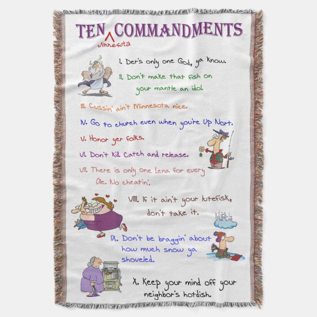 Filt för kast för tio Minnesota Commandments (Framsidan Vertikal)
