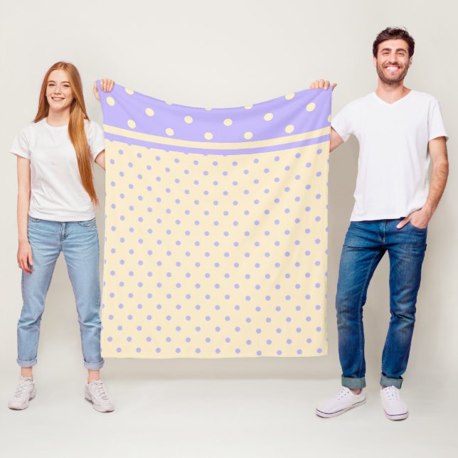 Filt för Lavender lila polka dots & gult ull (På plats)