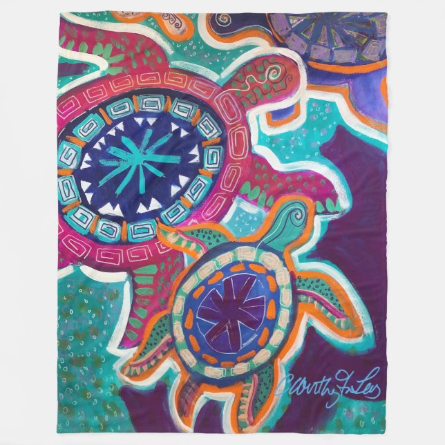 filt för sköldpadda 60x80 med aboriginal konst (Framsidan)