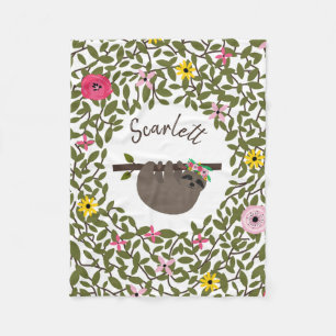 Filt för ull för flickor för Slothgrönska blom-