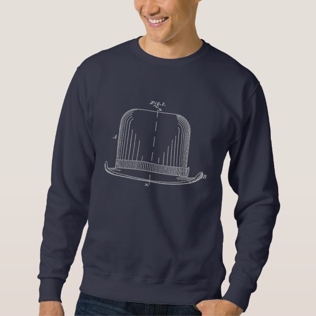 Filt hatt patentillustration [ljusgrå] T-shirt Långärmad Tröja (Framsida)