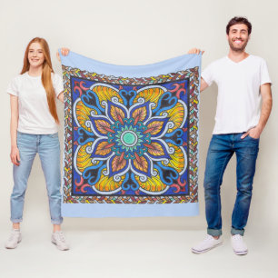 Filt med blå "nederländsk panel" mandala