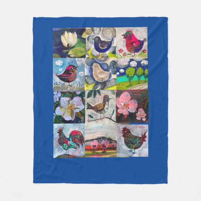 filt med fåglar och blommor (Framsidan)