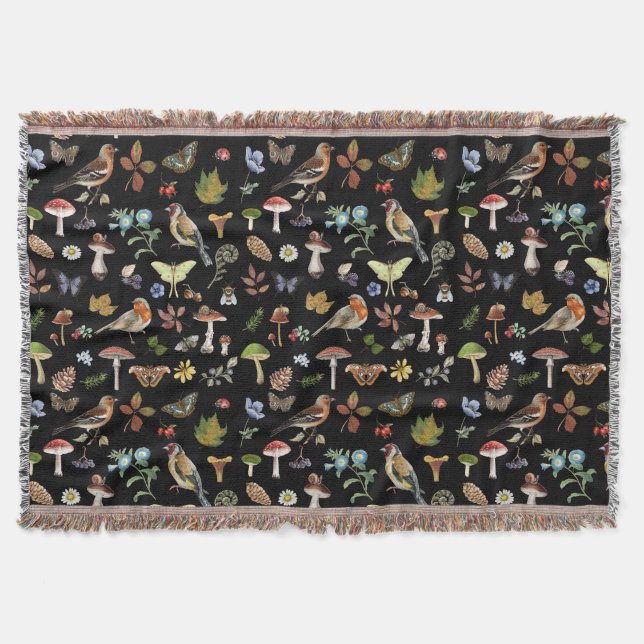 Filt med trätduk och träfågelavtryck (Framsidan)