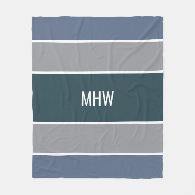 Filtar för ull för monogram för randmönster (Framsidan)