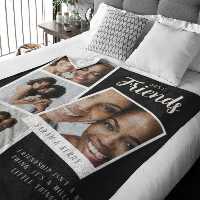 Filtblanket med fotokollage för bästa vänner fleecefilt (Skapare uppladdad)