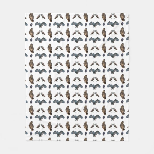 Filtblanket med Ugglor (välj färg) Fleecefilt (Framsidan)