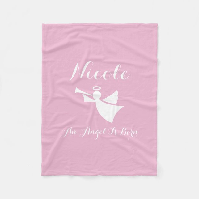 Filten för personligbebisullen en ängel är född fleecefilt (Framsidan)