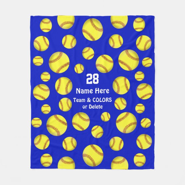 Filten för personligsoftballkast, text, färgar fleecefilt (Framsidan)