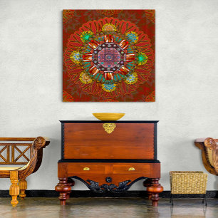 Filtrera Blommigt Red of Squire Manipur Mandala Canvastryck