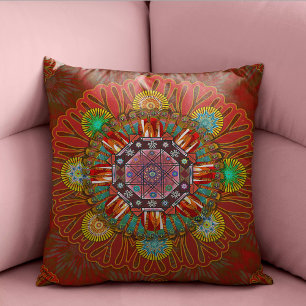 Filtrera Blommigt Red of Squire Manipur Mandala Kudde