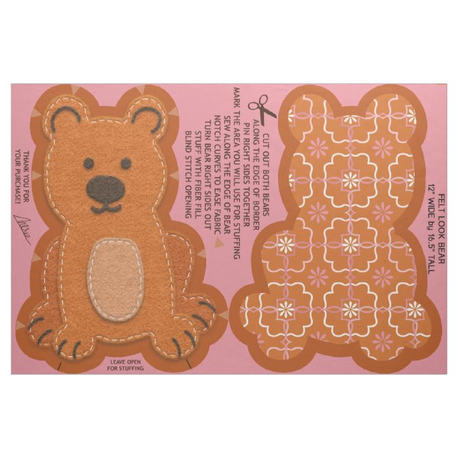 Filtutseende Teddybjörn Klipp och Sy Kit Söt Tyg (Fat Quarter)