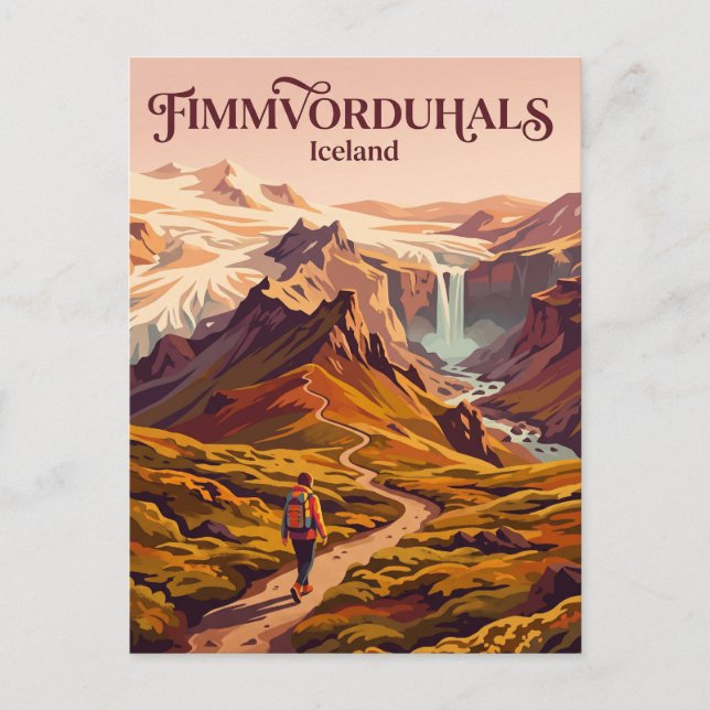 Fimmvorduhals Island Vykort (Framsida)