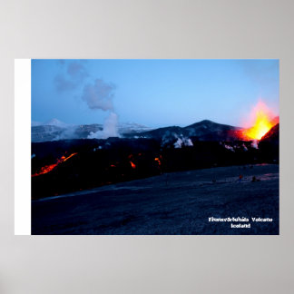 Fimmvörðuháls Volcano i Islandet Poster