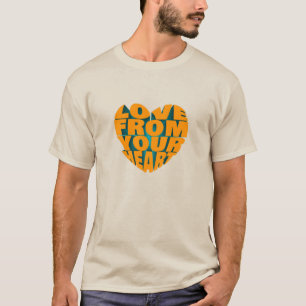 Fin 3D-textdesign Kärlek från hjärtat T Shirt