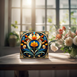 Fin Abstrakt Art Deco Ceramic Tile Kakelplatta