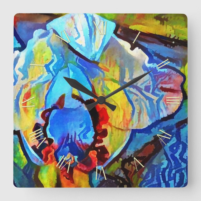 Fin abstrakt blomma fyrkantig klocka (Framsida)