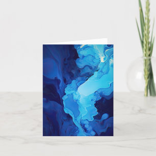 Fin Abstrakt Blue Fluid Art Kort
