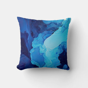Fin Abstrakt Blue Modern Artistic Fluid Art Kudde