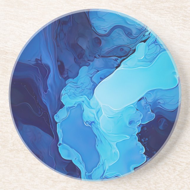 Fin Abstrakt Blue Modern Artistic Fluid Art Underlägg (Framsidan)