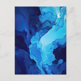 Fin Abstrakt Blue Modern Artistic Fluid Art Vykort