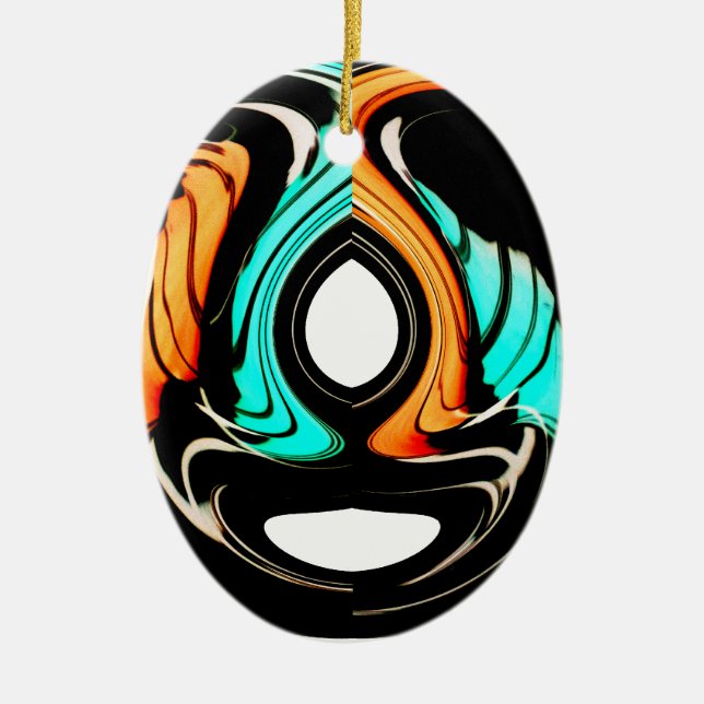 Fin Abstrakt Swirls Art-utskrift Julgransprydnad Keramik (Framsidan)