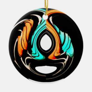 Fin Abstrakt Swirls Art-utskrift Julgransprydnad Keramik