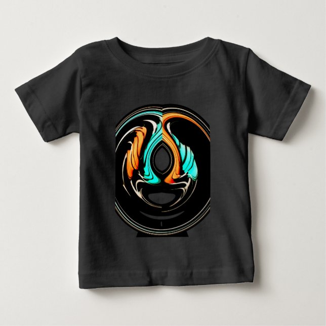 Fin Abstrakt Swirls Art-utskrift Tee Shirt (Framsida)