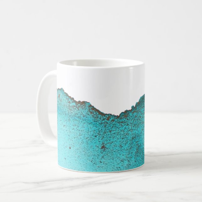 Fin Abstrakt Turcos Guld Bläck Ark Kaffemugg (Framsida vänster)