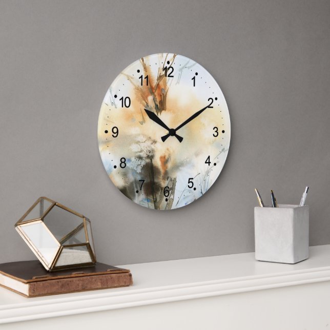 Fin Abstrakt Vattenfärgmålning Stor plagg Stor Klocka (Kontor)