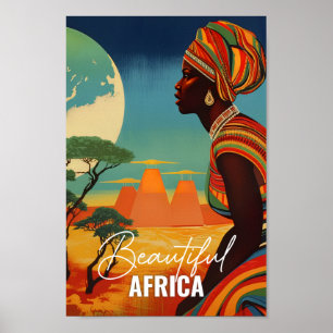 Fin Afrika Berömd Travel Ställe Vintage Poster
