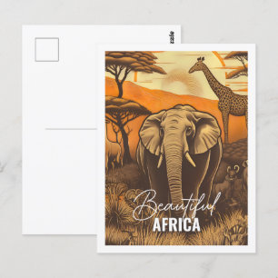 Fin Afrika Berömd Travel Ställe Vintage Vykort