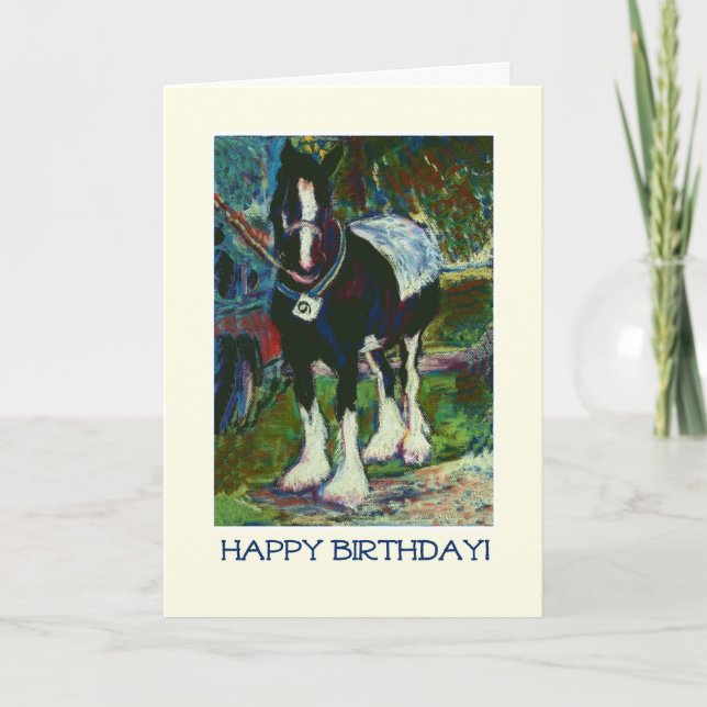 Fin Art Birthday Card - Shire Horse Kort (Framsida)