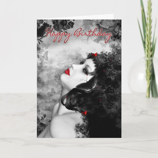 Fin Art Butterfly Princess Birthday Card - Modern Kort (Framsida)