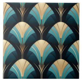 Fin Art Deco Gräns Ceramic Tile. Kakelplatta