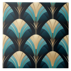 Fin Art Deco Gräns Ceramic Tile. Kakelplatta