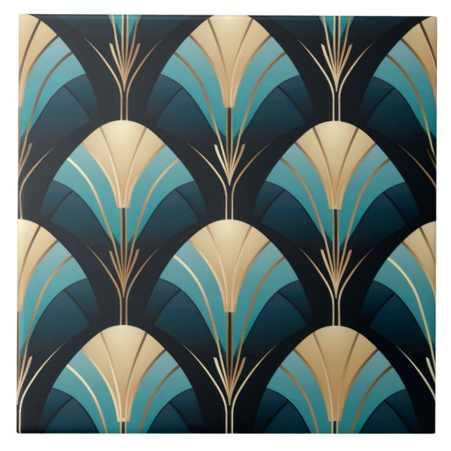 Fin Art Deco Gräns Ceramic Tile. Kakelplatta (Framsidan)
