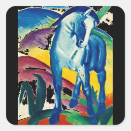 Fin Art-dekal, Franz Marc, The Blue Horse Fyrkantigt Klistermärke