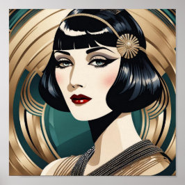 Fin artikel Deco 1920-talet Flapper Poster