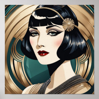 Fin artikel Deco 1920-talet Flapper Poster