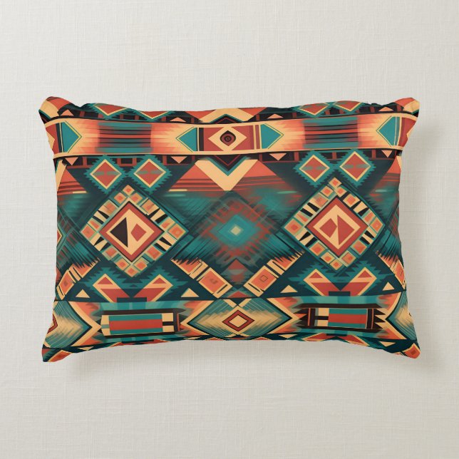 Fin Aztec-design, dekorfärg Prydnadskudde (Framsidan)