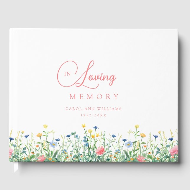 Fin begravning av vildblomman "In Loving Memory" Gästböcker (Framsida)