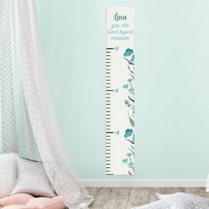 Fin blå Blommigt utöver måttet på tillväxtdiagram Poster